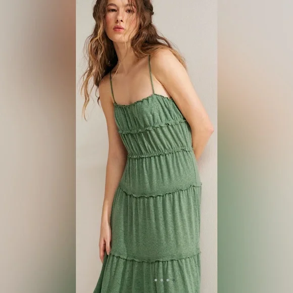 NWT Free People Brooke Maxi M Sage Green Dress New $98 retail - Picture 4 of 6